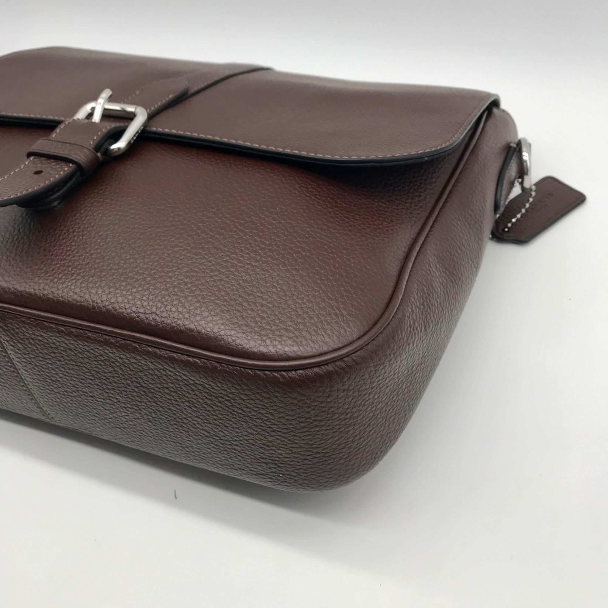 Coach Brown Pebbled Leather Warner Messenger Bag CW215