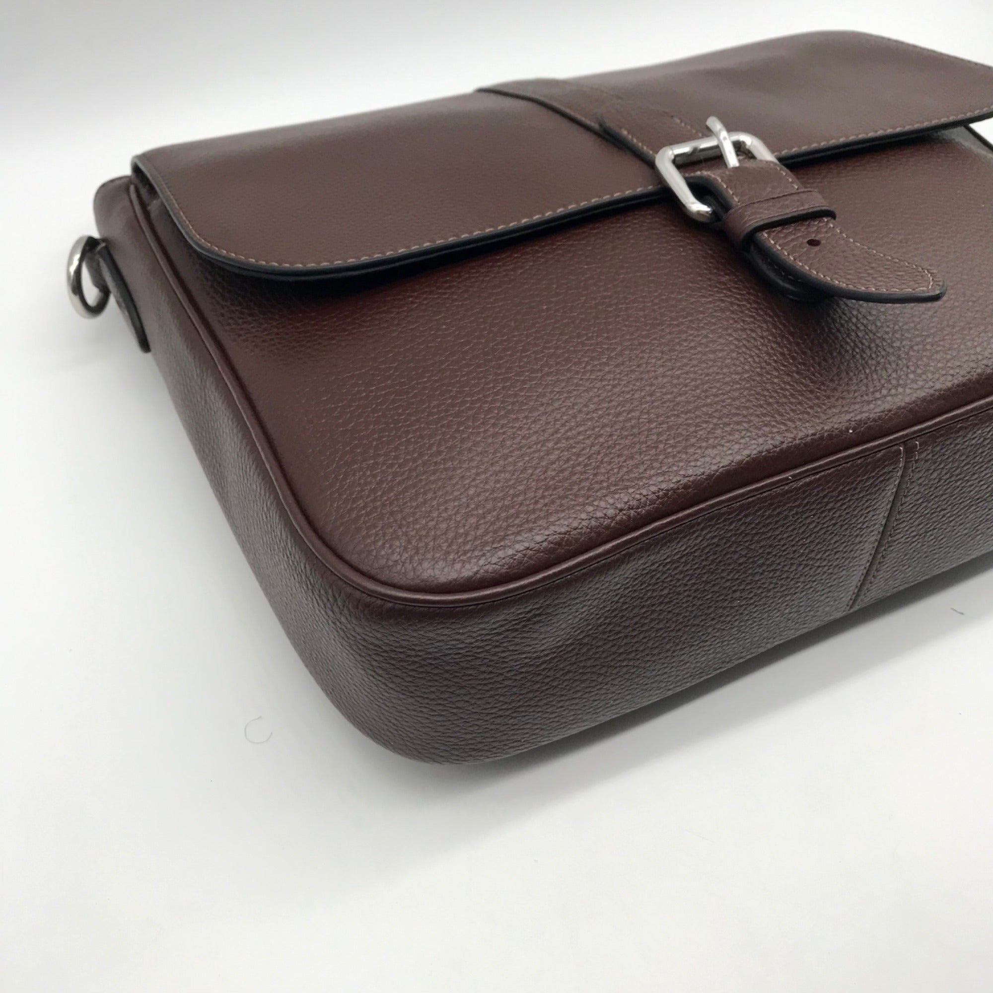 Coach Brown Pebbled Leather Warner Messenger Bag CW215