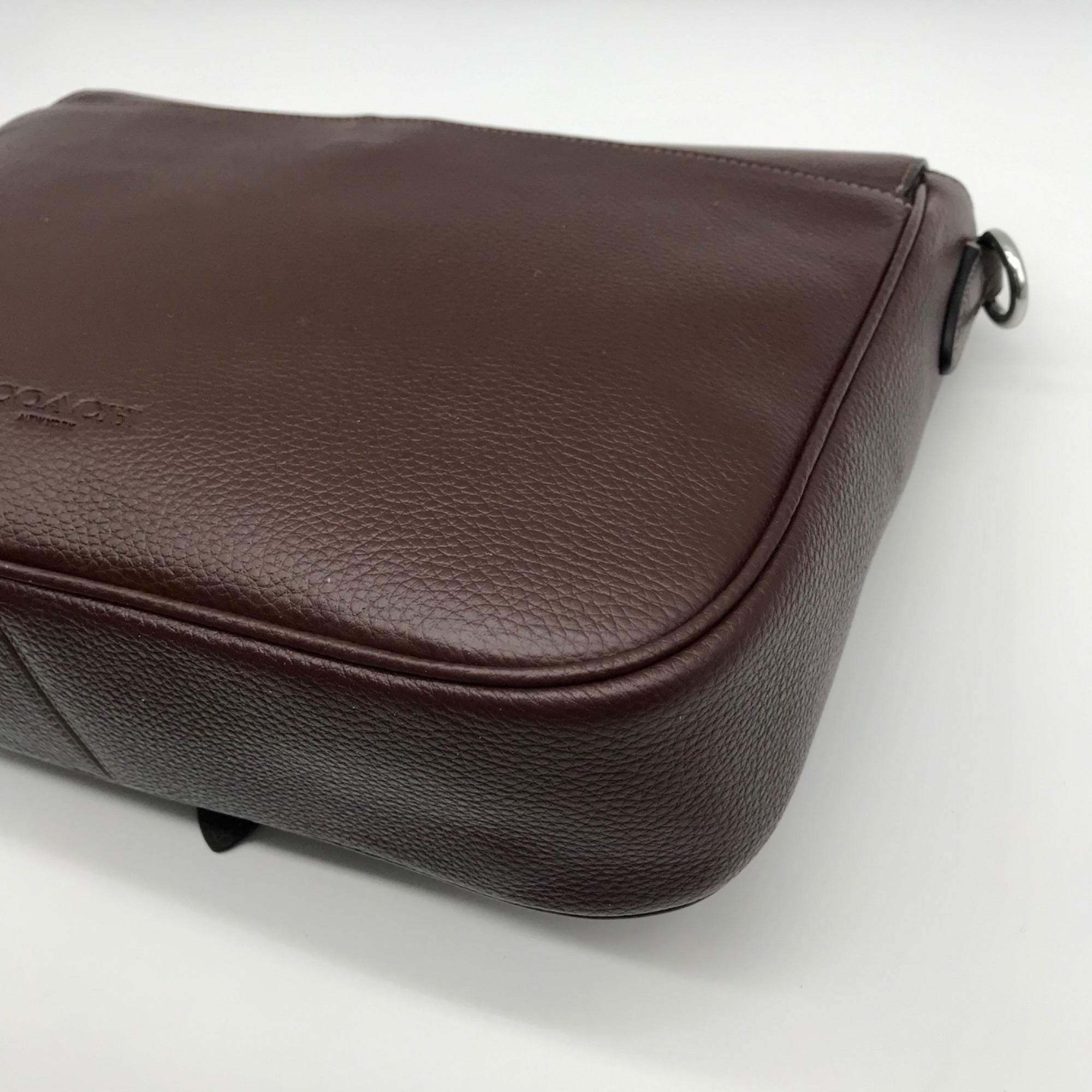 Coach Brown Pebbled Leather Warner Messenger Bag CW215