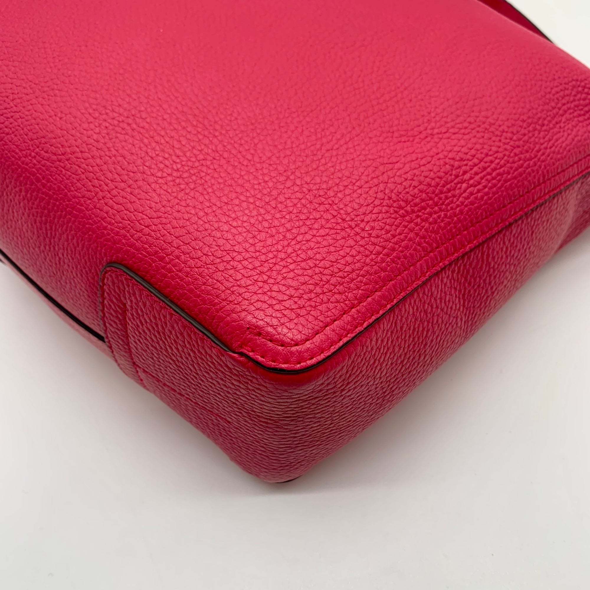 Furla Hot Pink Pebbled Leather Atena Hobo Bag
