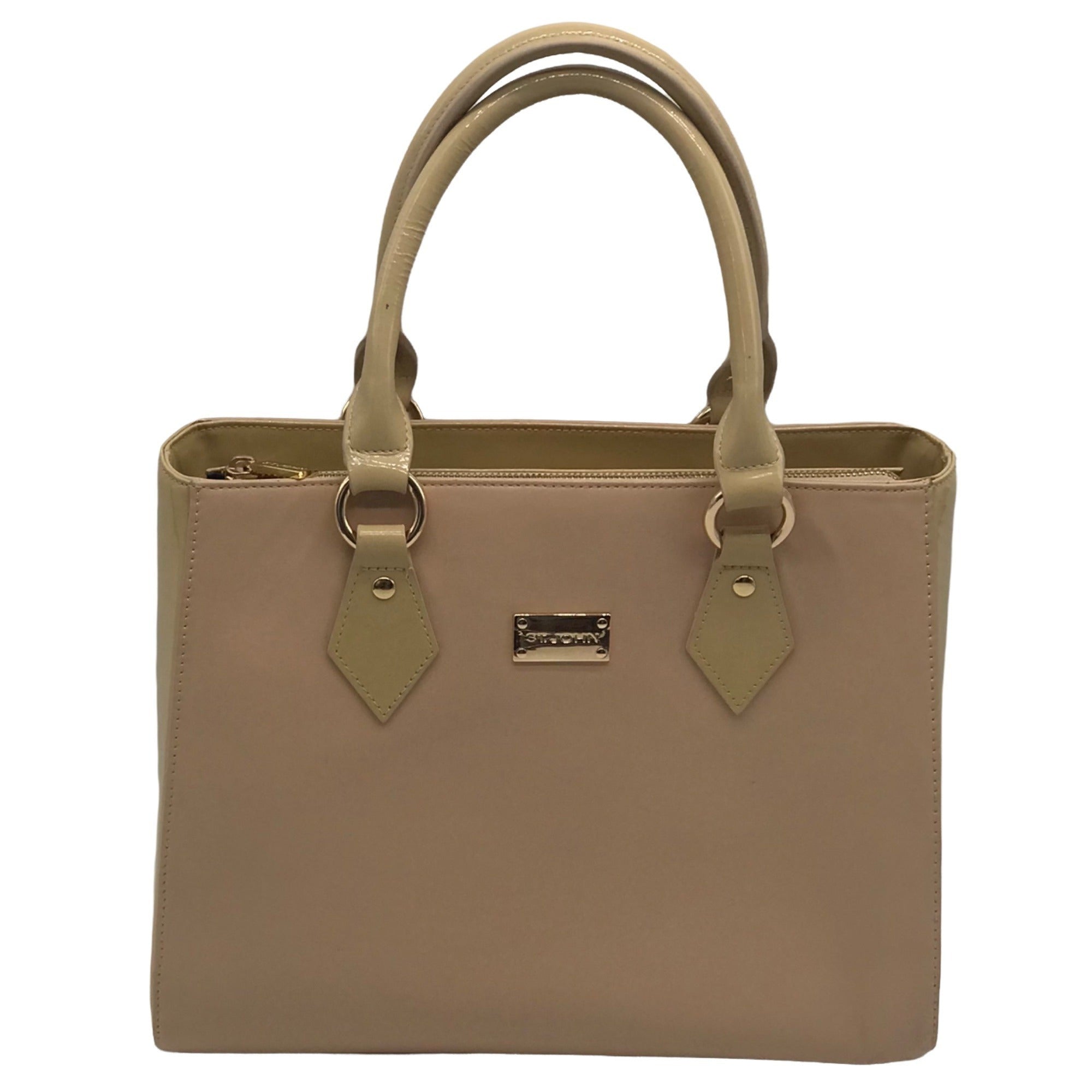 St. John Tan Colorblock Leather Satchel Bag
