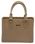 St. John Tan Colorblock Leather Satchel Bag