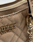 Guess Pale Mocha Signature Faux Leather Shoulder Satchel