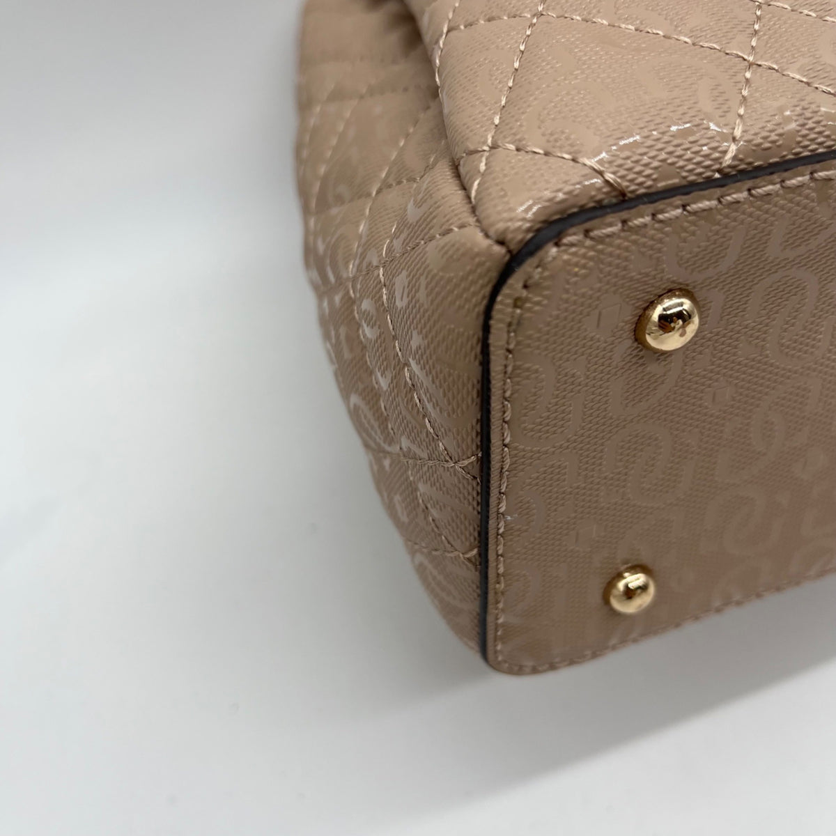 Guess Pale Mocha Signature Faux Leather Shoulder Satchel
