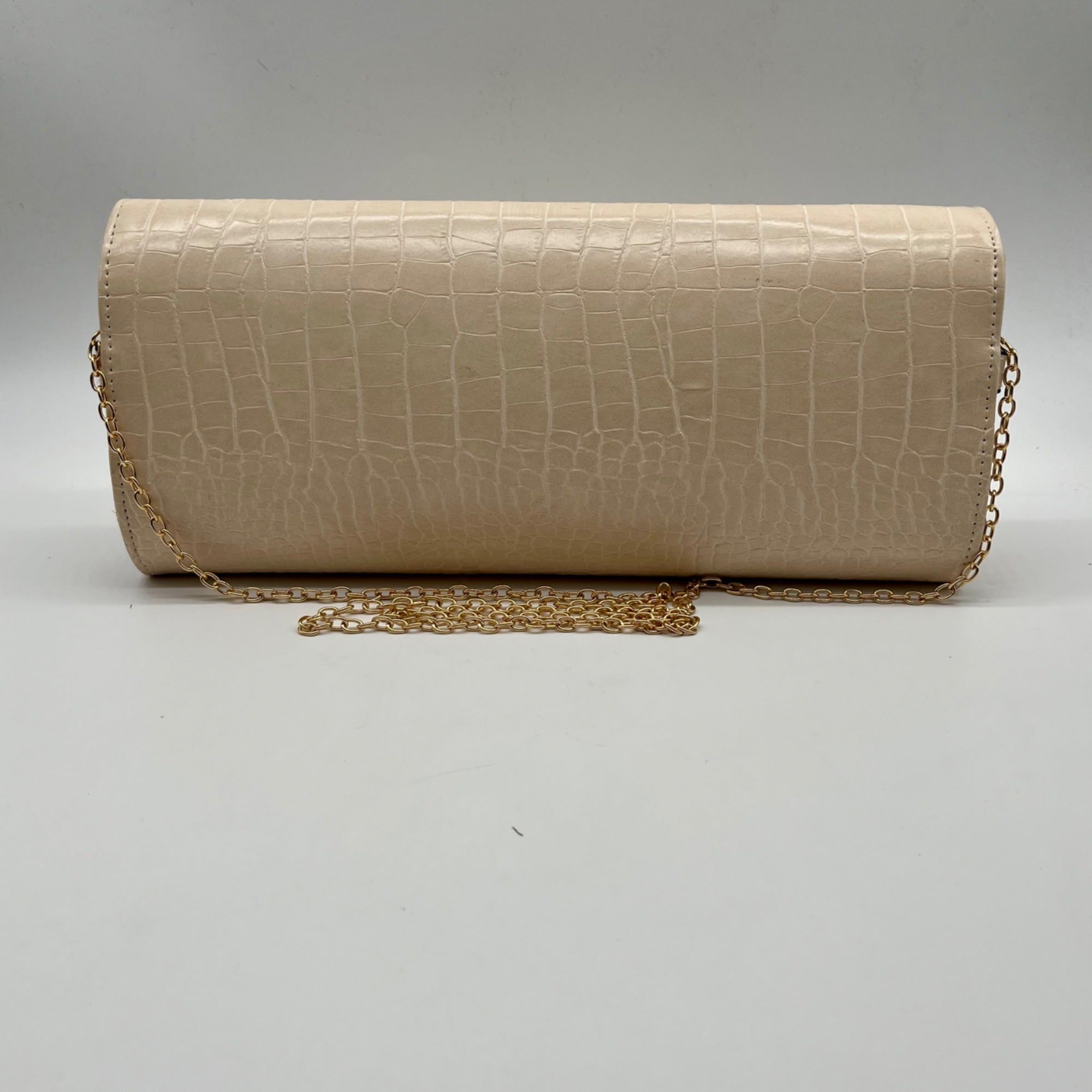 Catherine Malandrino Cream Croc-Embossed Crossbody Bag