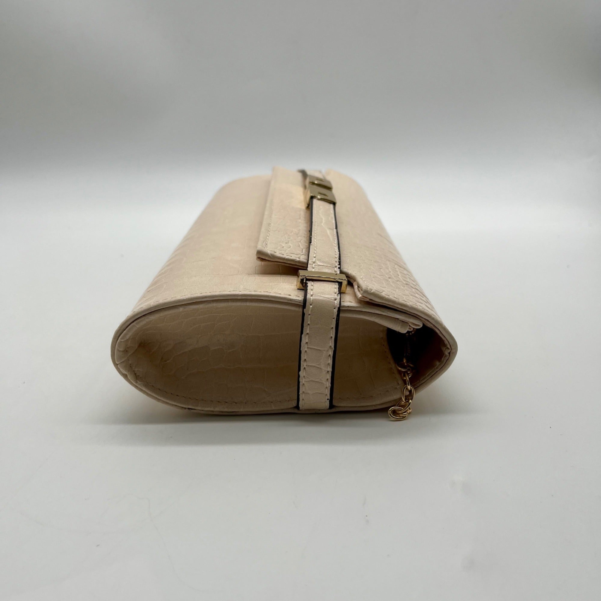 Catherine Malandrino Cream Croc-Embossed Crossbody Bag