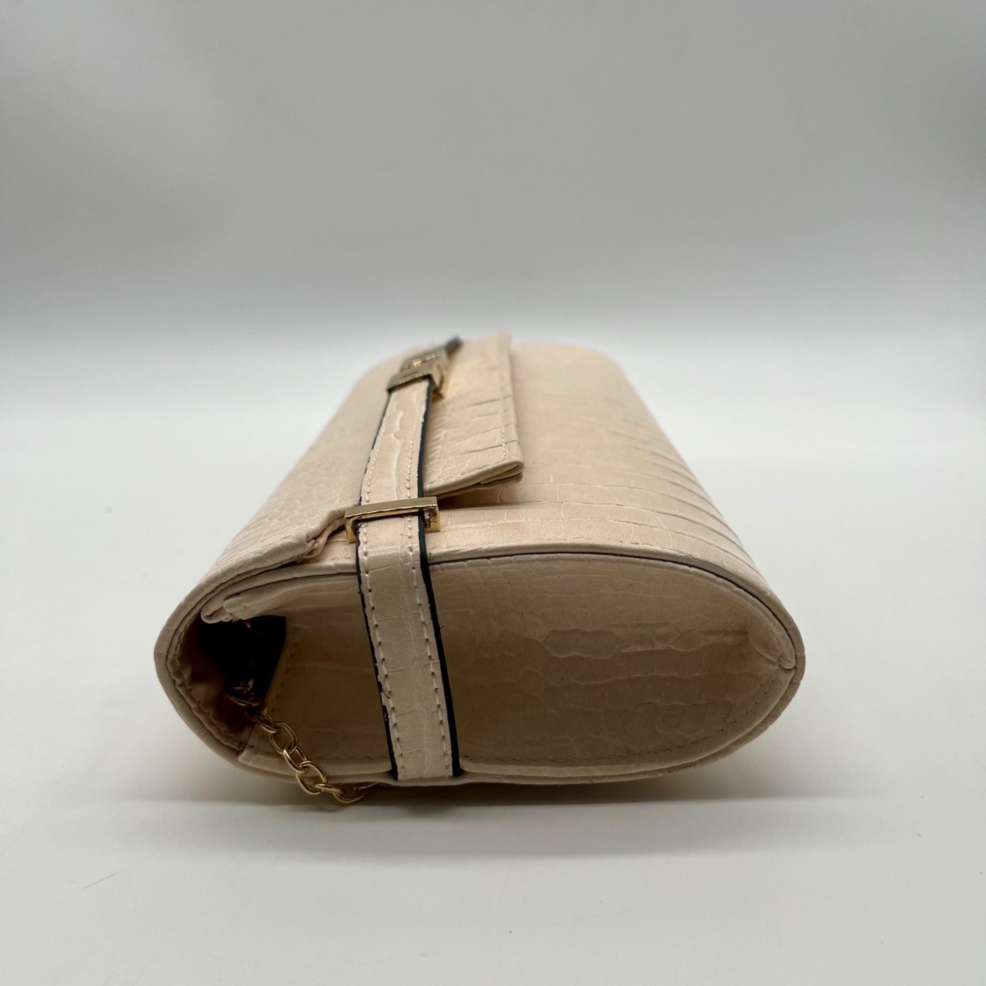 Catherine Malandrino Cream Croc-Embossed Crossbody Bag
