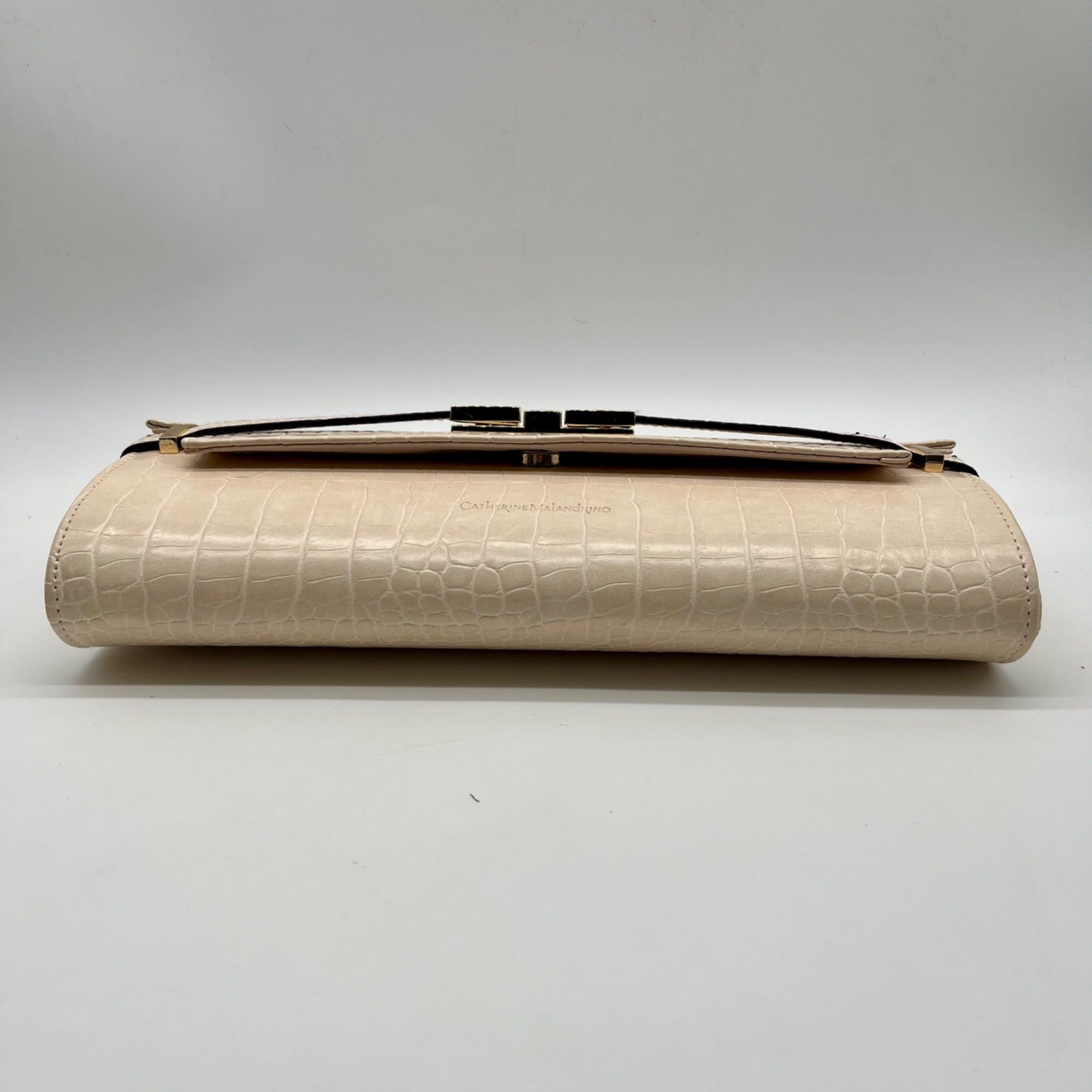 Catherine Malandrino Cream Croc-Embossed Crossbody Bag