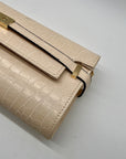 Catherine Malandrino Cream Croc-Embossed Crossbody Bag