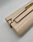 Catherine Malandrino Cream Croc-Embossed Crossbody Bag