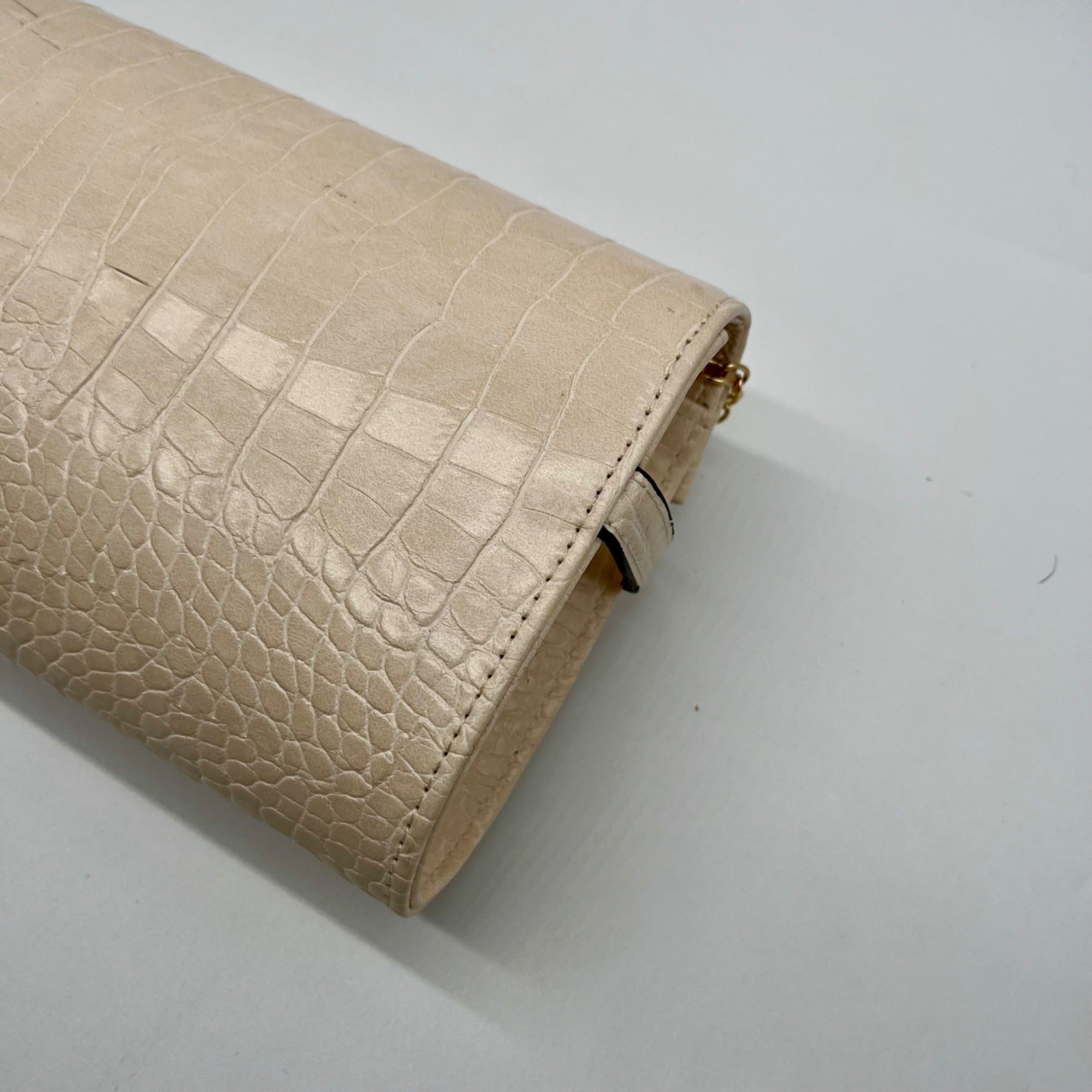 Catherine Malandrino Cream Croc-Embossed Crossbody Bag