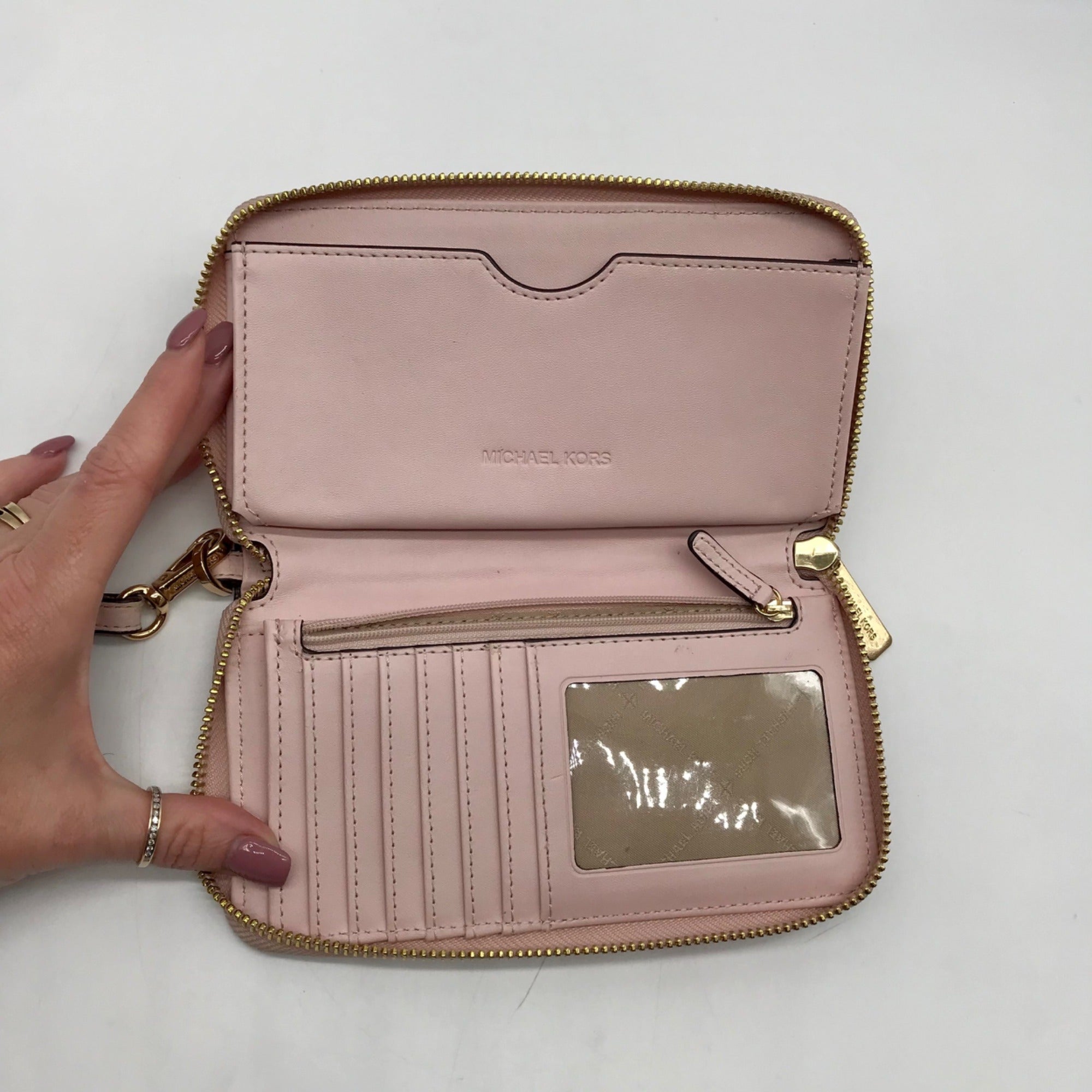 Michael Kors Pink Leather Jet Set Travel Wallet