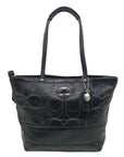 Coach Stripe Stitched Black Patent Leather Tote F19198