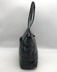 Coach Stripe Stitched Black Patent Leather Tote F19198