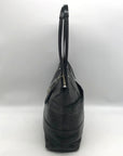 Coach Stripe Stitched Black Patent Leather Tote F19198