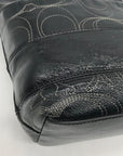 Coach Stripe Stitched Black Patent Leather Tote F19198