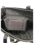 Coach Stripe Stitched Black Patent Leather Tote F19198