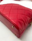 Badgley Mischka Red Quilted Diamond Faux Leather Crossbody