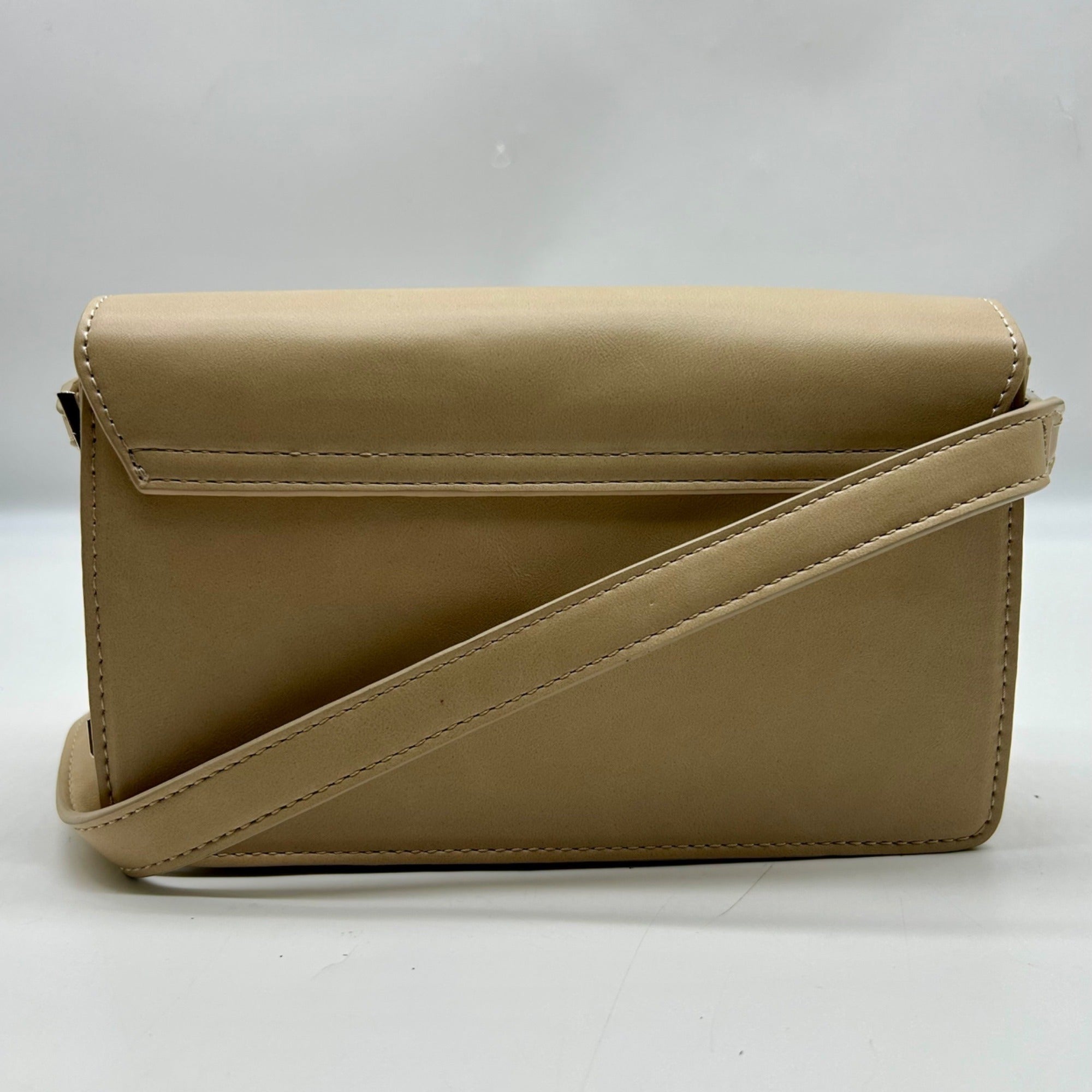 MMS Beige Leather Mini Crossbody Bag
