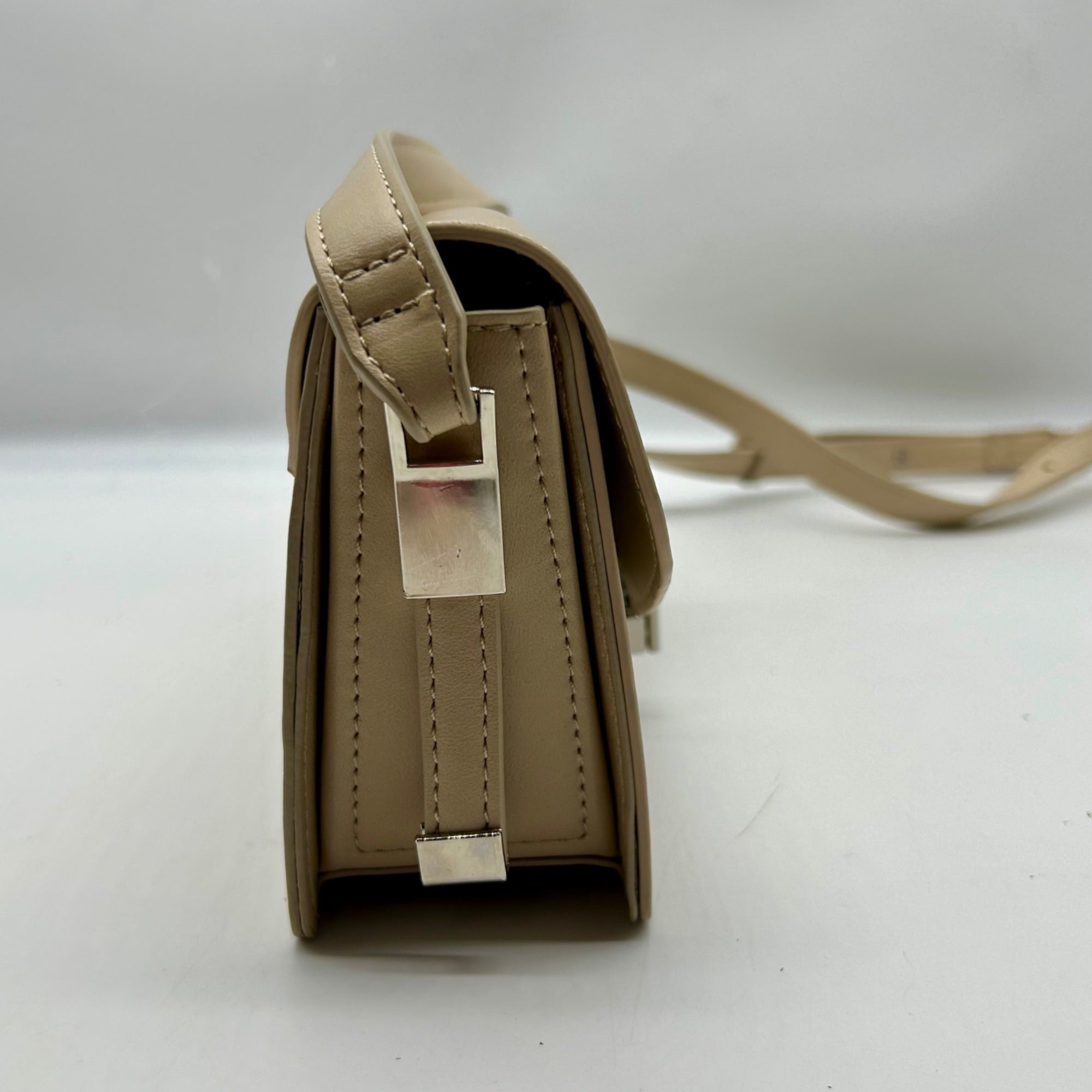 MMS Beige Leather Mini Crossbody Bag