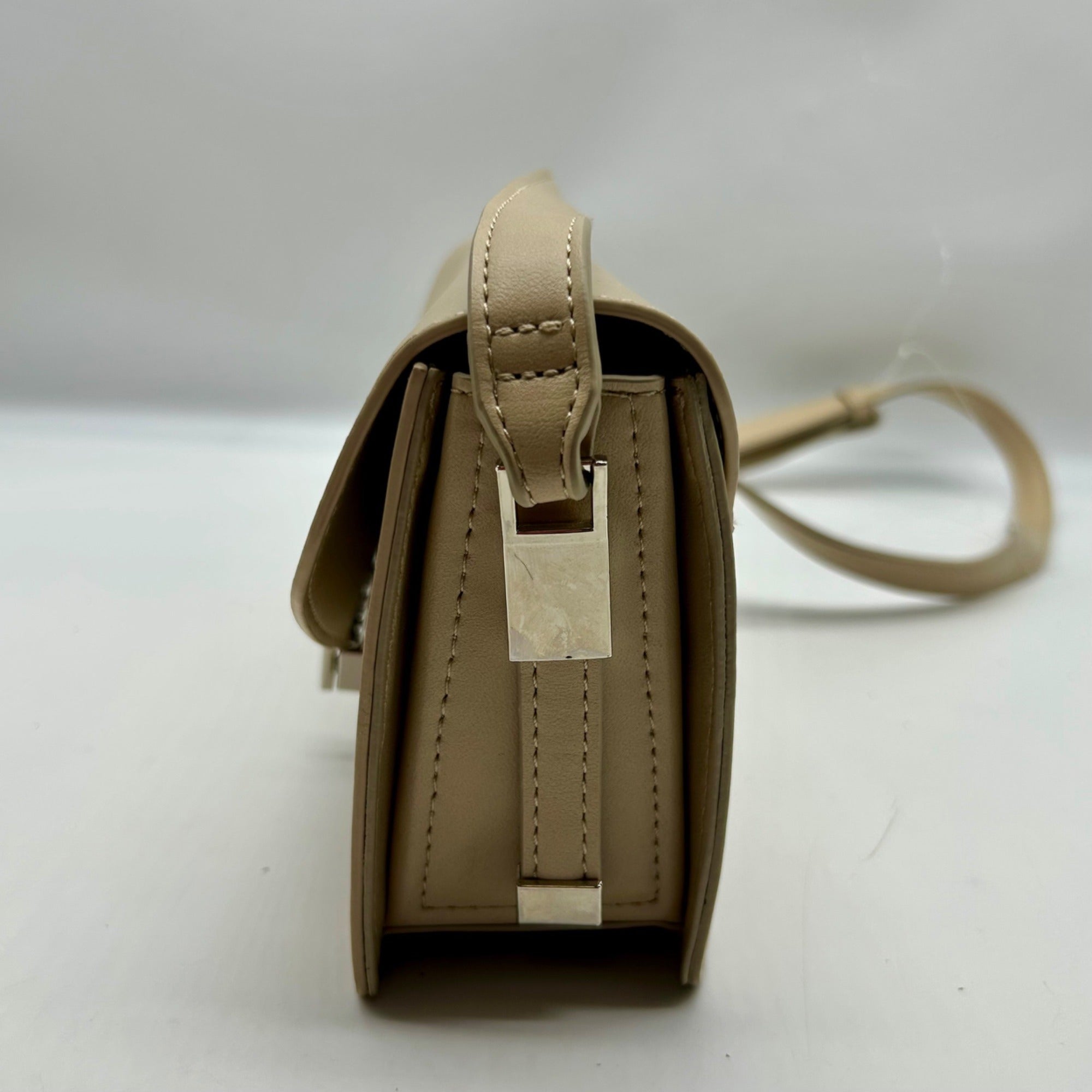 MMS Beige Leather Mini Crossbody Bag