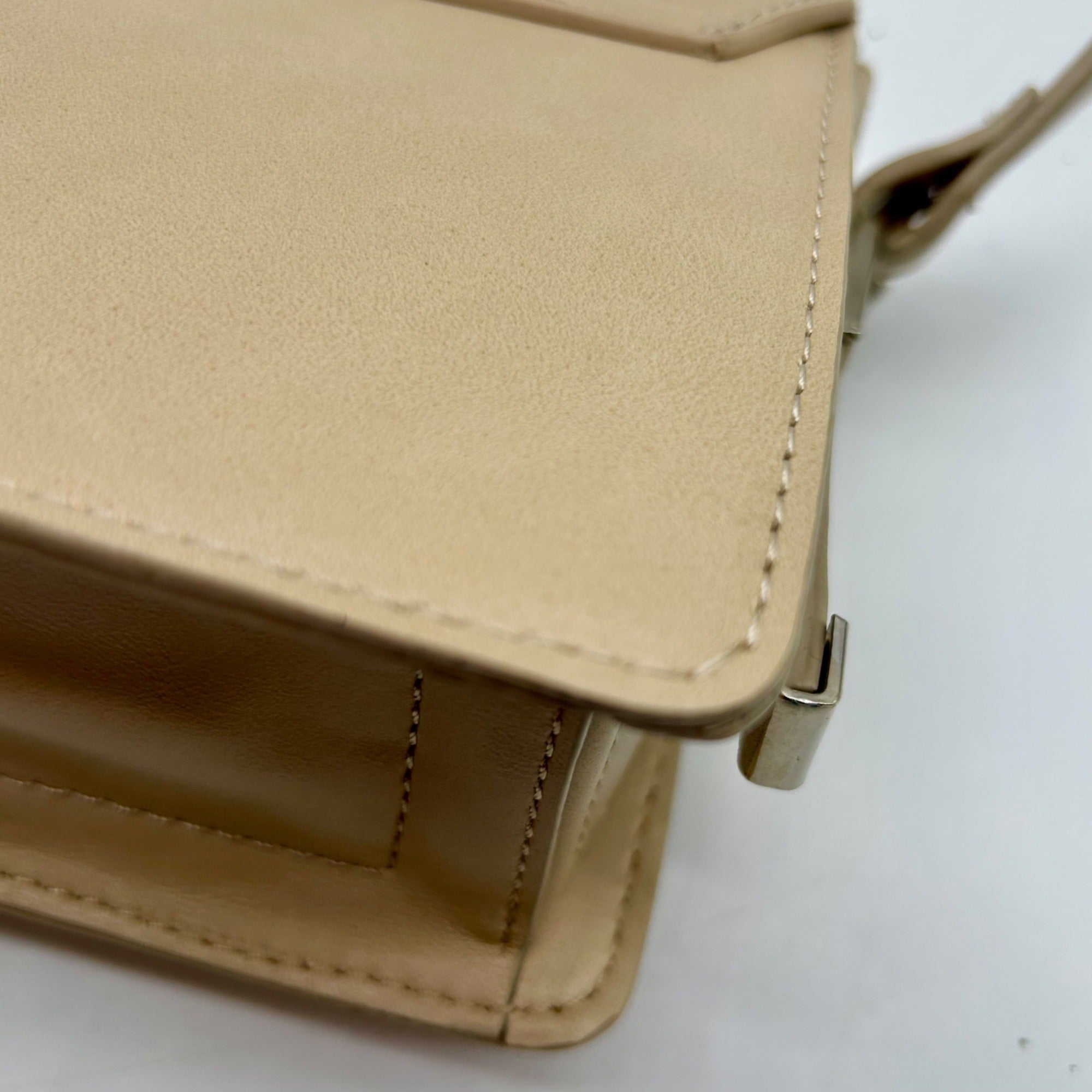 MMS Beige Leather Mini Crossbody Bag