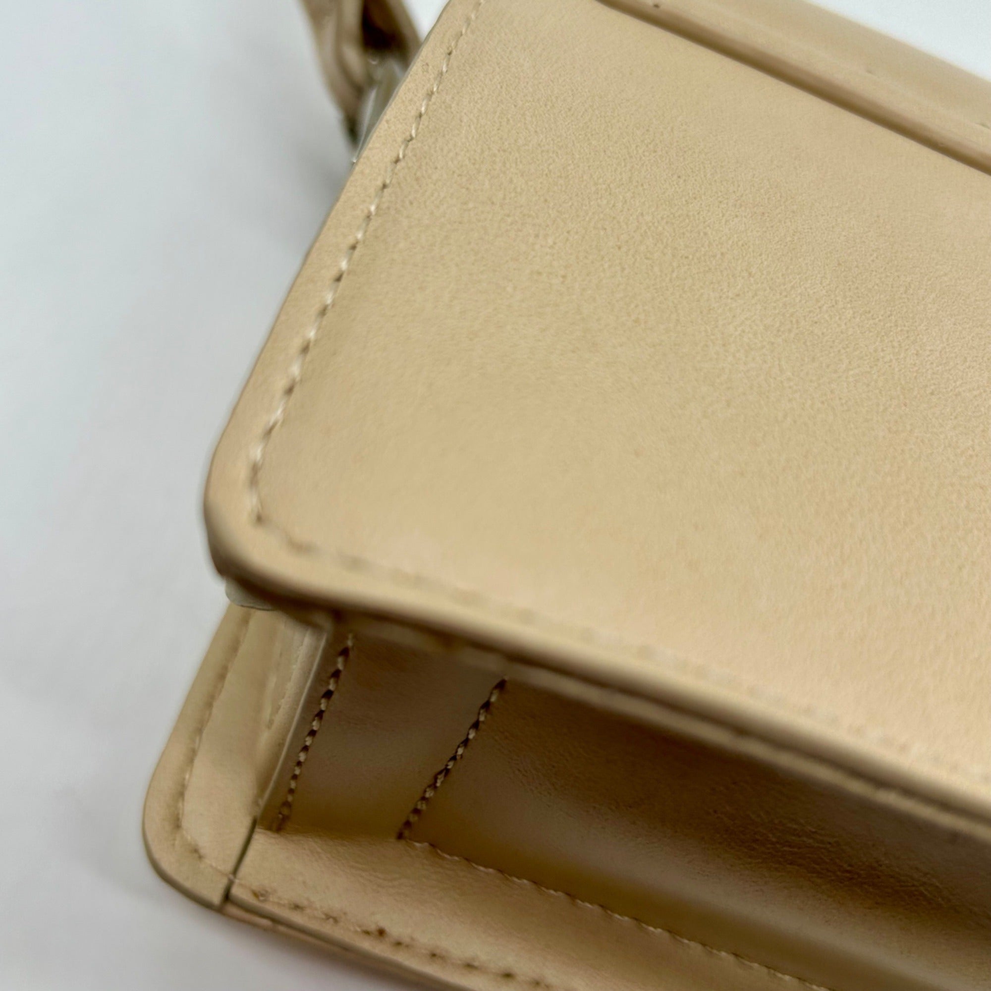 MMS Beige Leather Mini Crossbody Bag