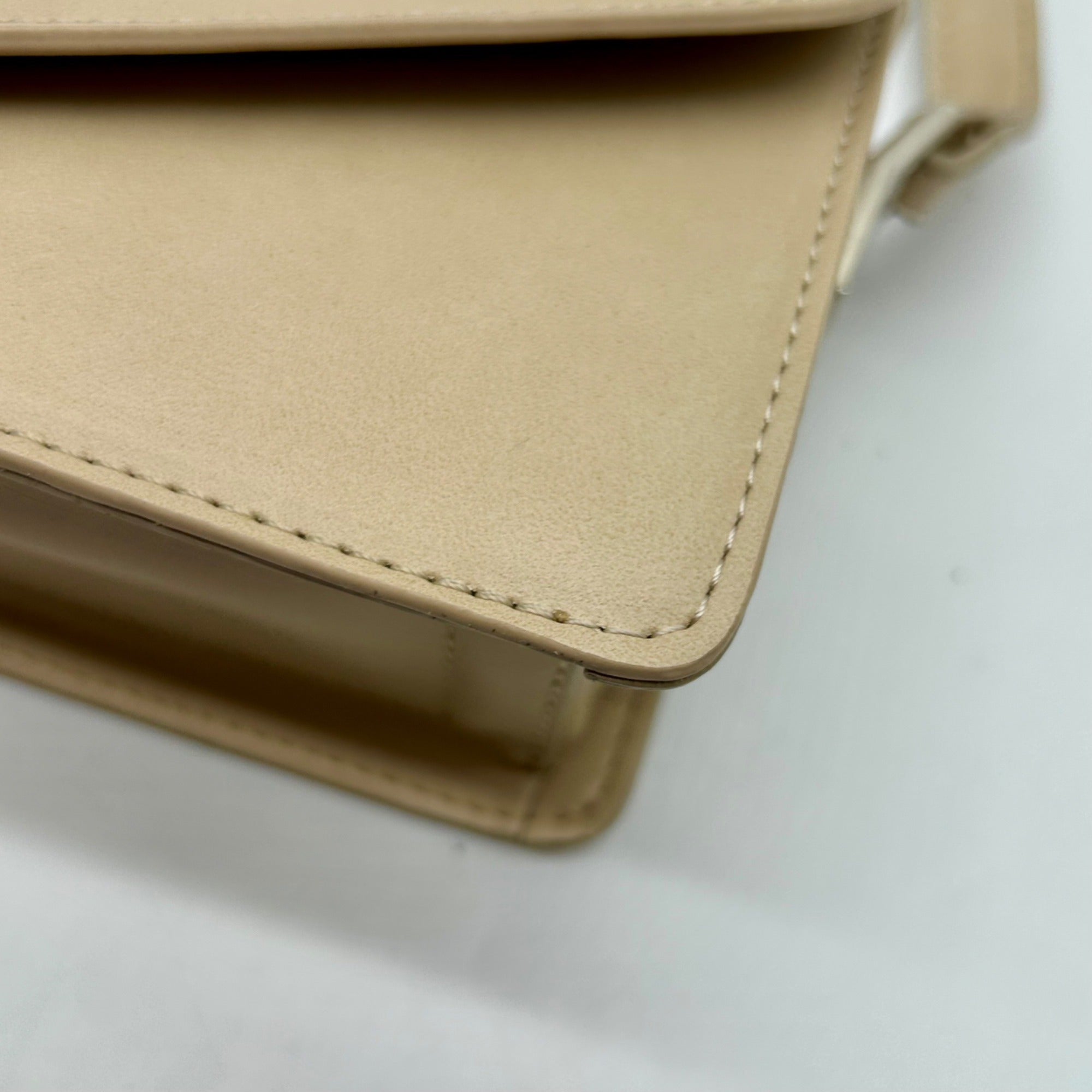 MMS Beige Leather Mini Crossbody Bag