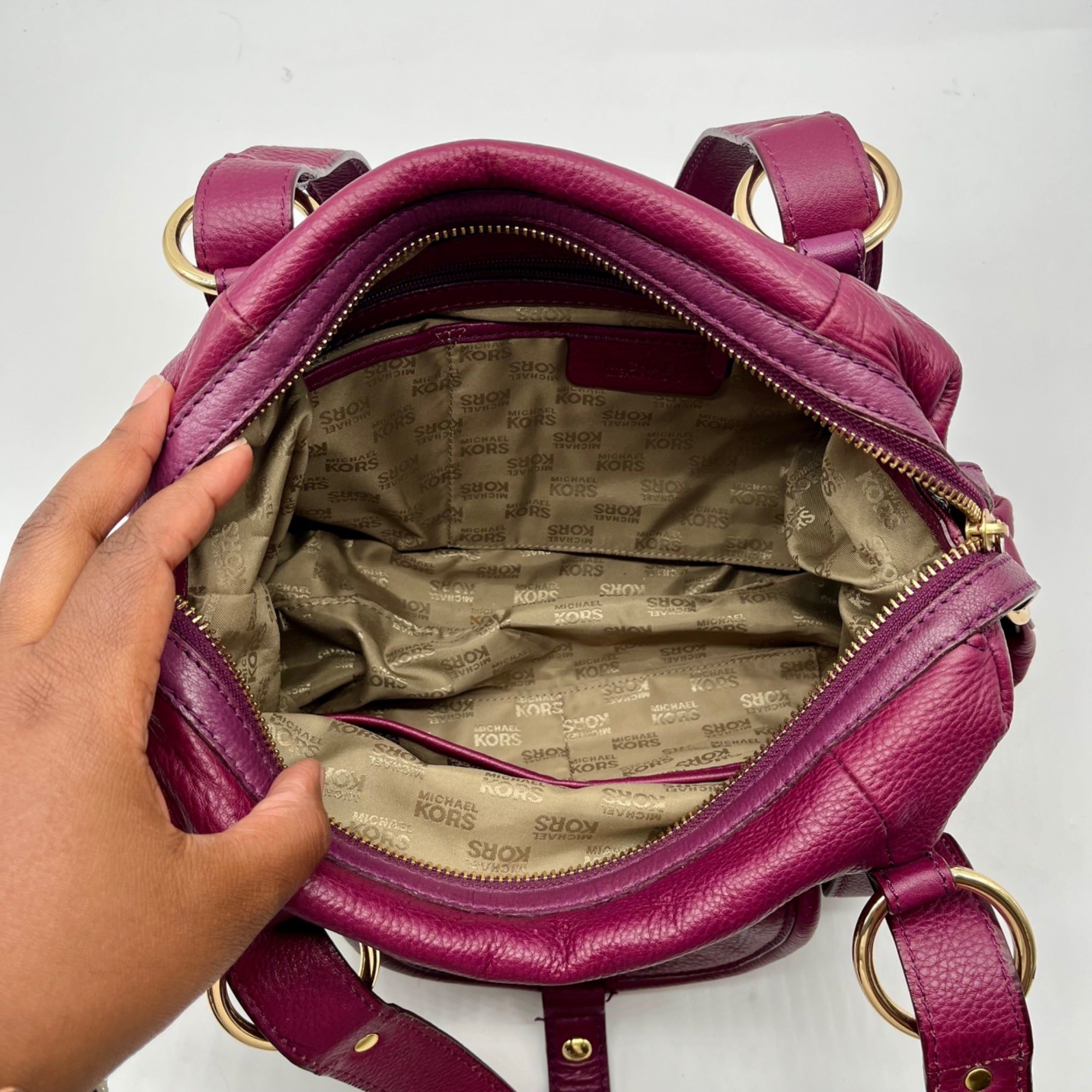 Michael Kors Plum Pebbled Leather Satchel