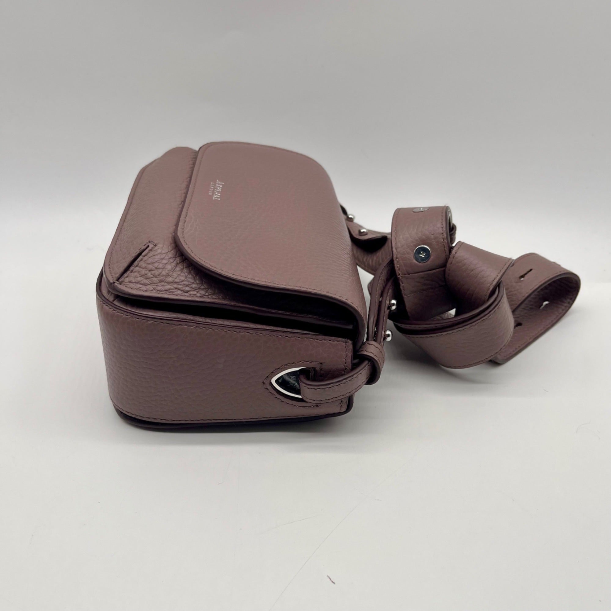 Aspinal Lavender Taupe Pebbled Leather Crossbody