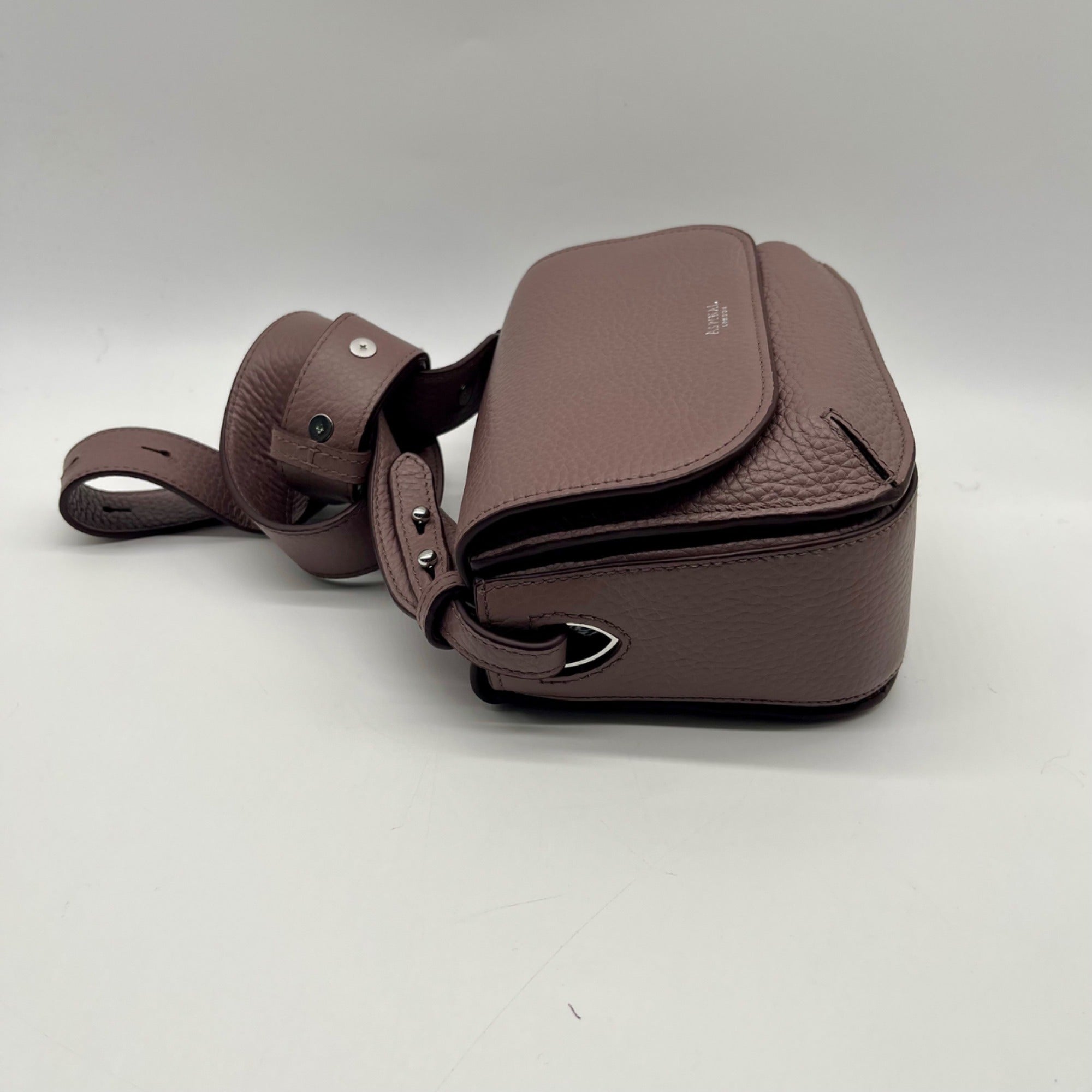 Aspinal Lavender Taupe Pebbled Leather Crossbody