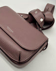 Aspinal Lavender Taupe Pebbled Leather Crossbody