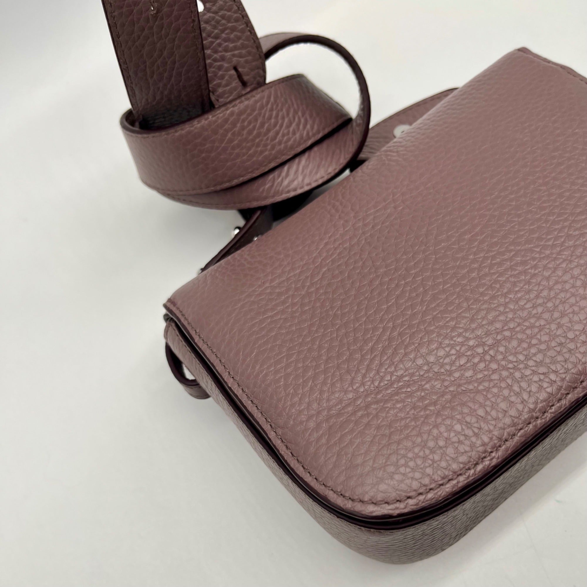 Aspinal Lavender Taupe Pebbled Leather Crossbody