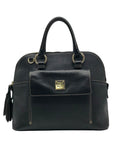 Dooney & Bourke Black Pebbled Grain Leather Domed Aubrey Satchel Bag