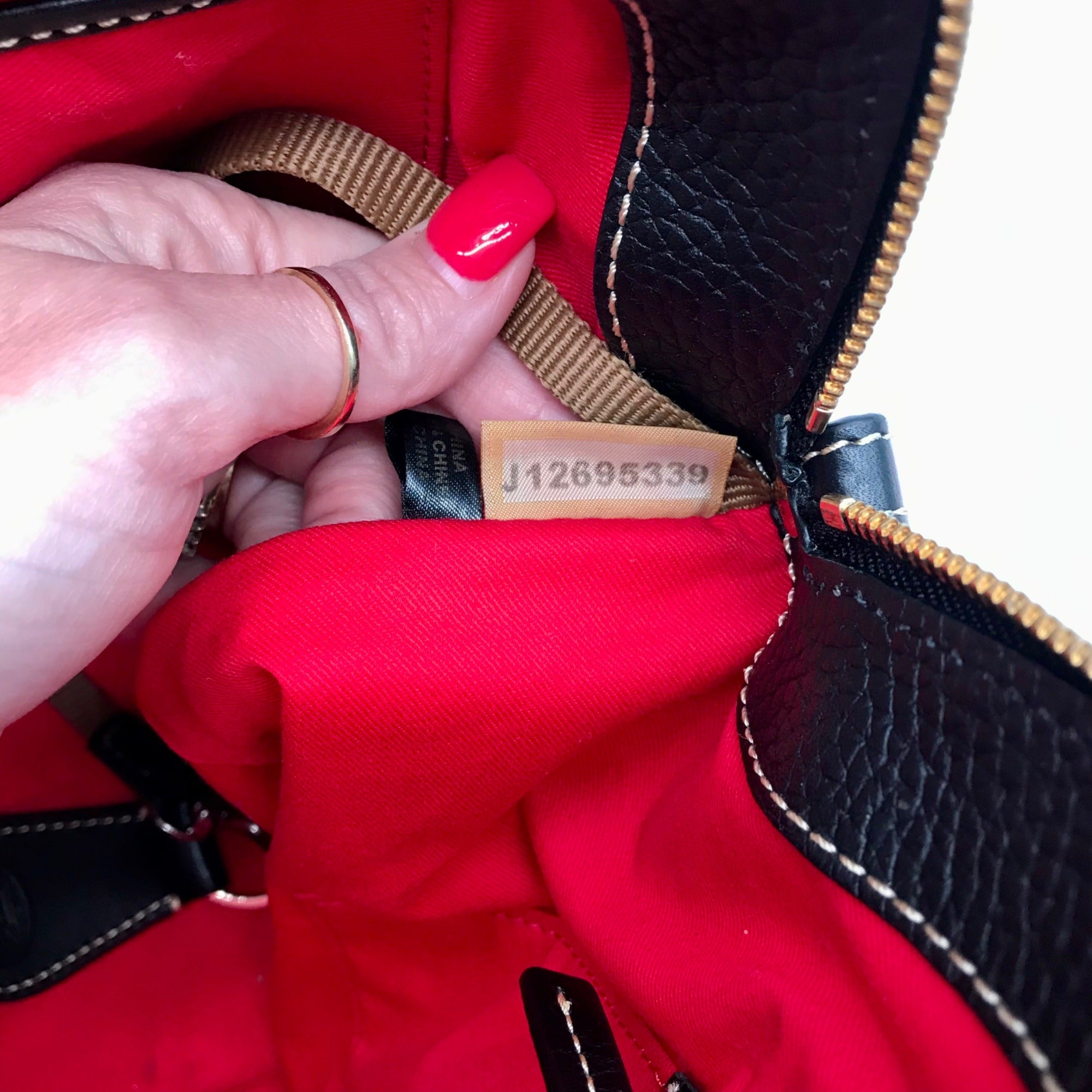 Dooney &amp; Bourke Black Pebbled Grain Leather Domed Aubrey Satchel Bag