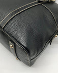 Dooney & Bourke Black Pebbled Grain Leather Domed Aubrey Satchel Bag
