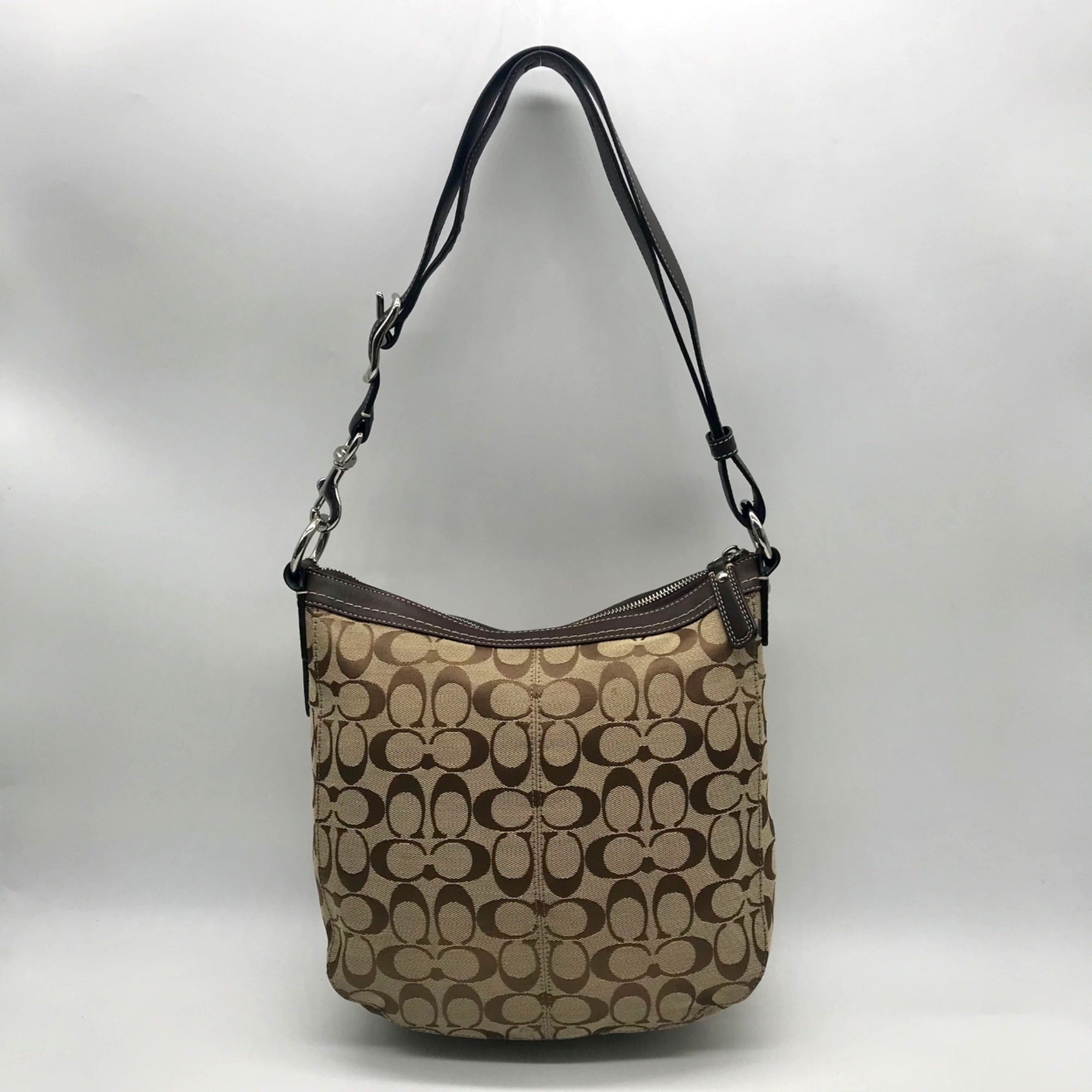 Coach Khaki Jacquard Fabric Crossbody Bag-F14446
