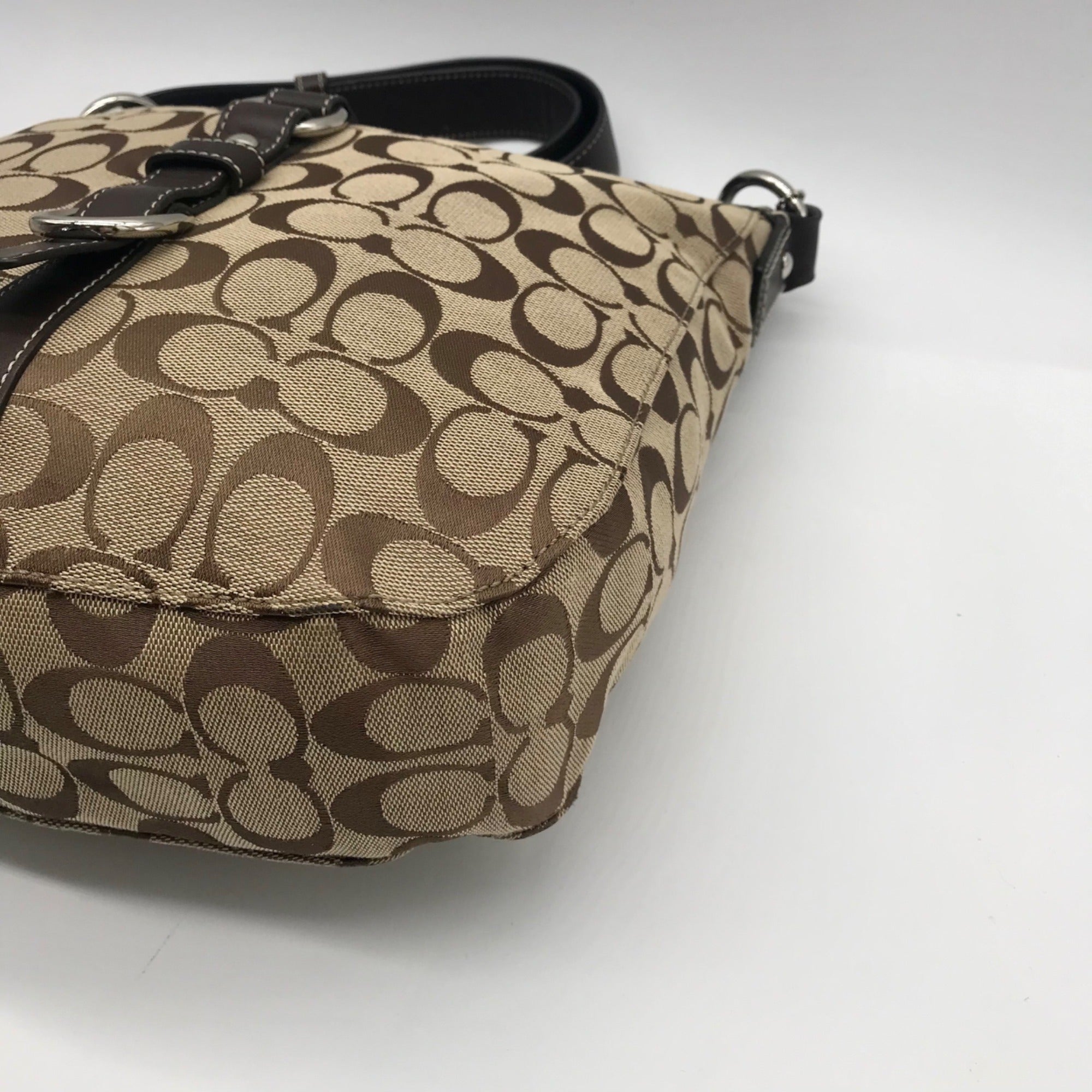 Coach Khaki Jacquard Fabric Crossbody Bag-F14446