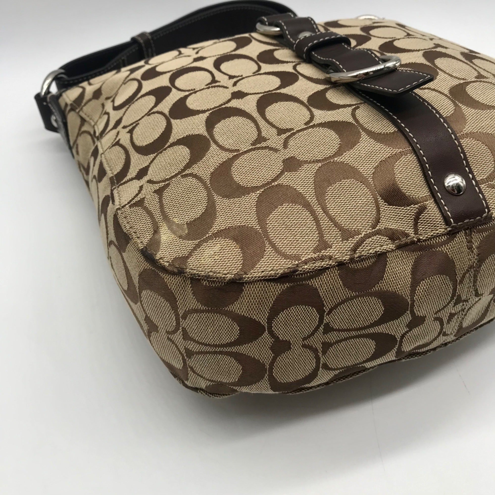 Coach Khaki Jacquard Fabric Crossbody Bag-F14446