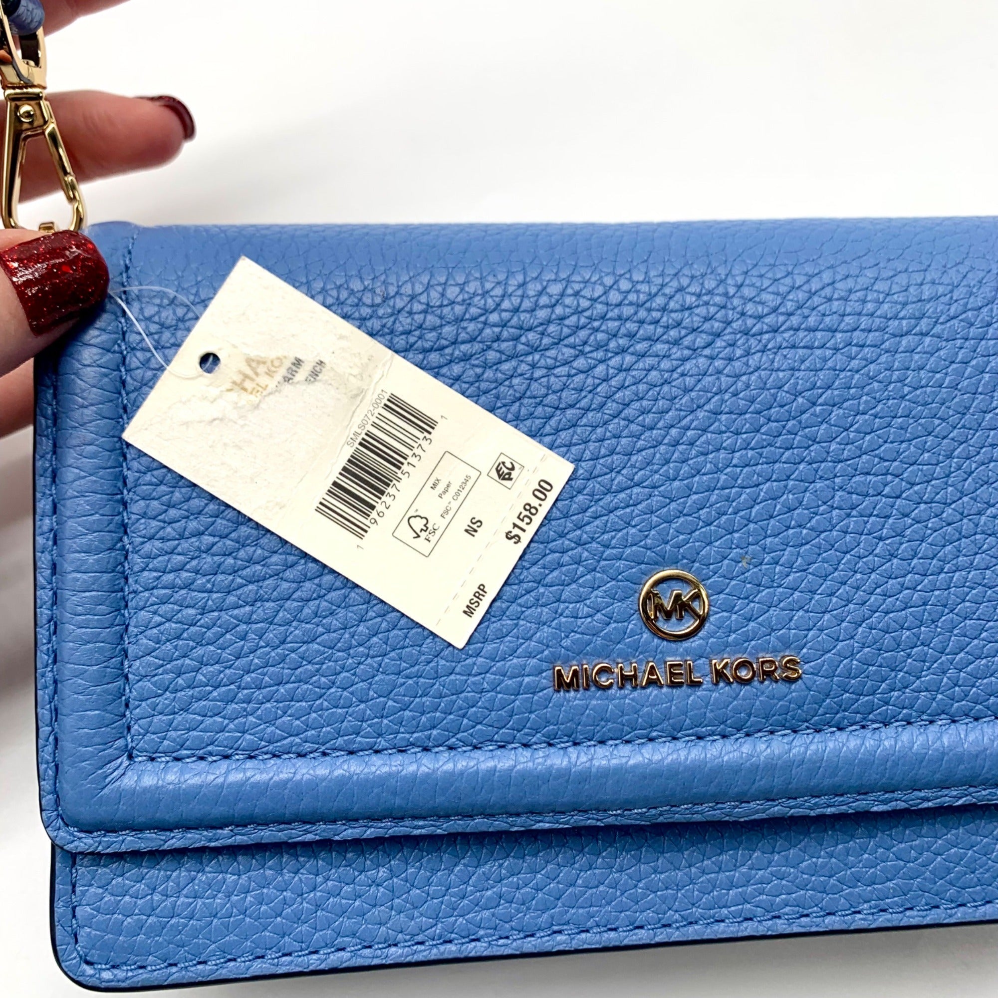 Michael Kors Jet Set Charm French Blue Leather Phone Crossbody