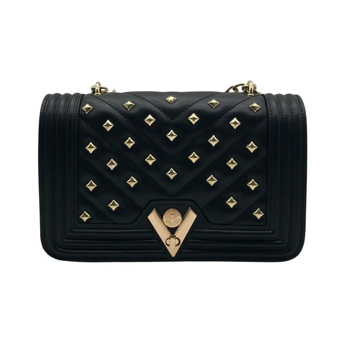 Valentino Orlandi Black Quilted Diamond Crossbody Bag