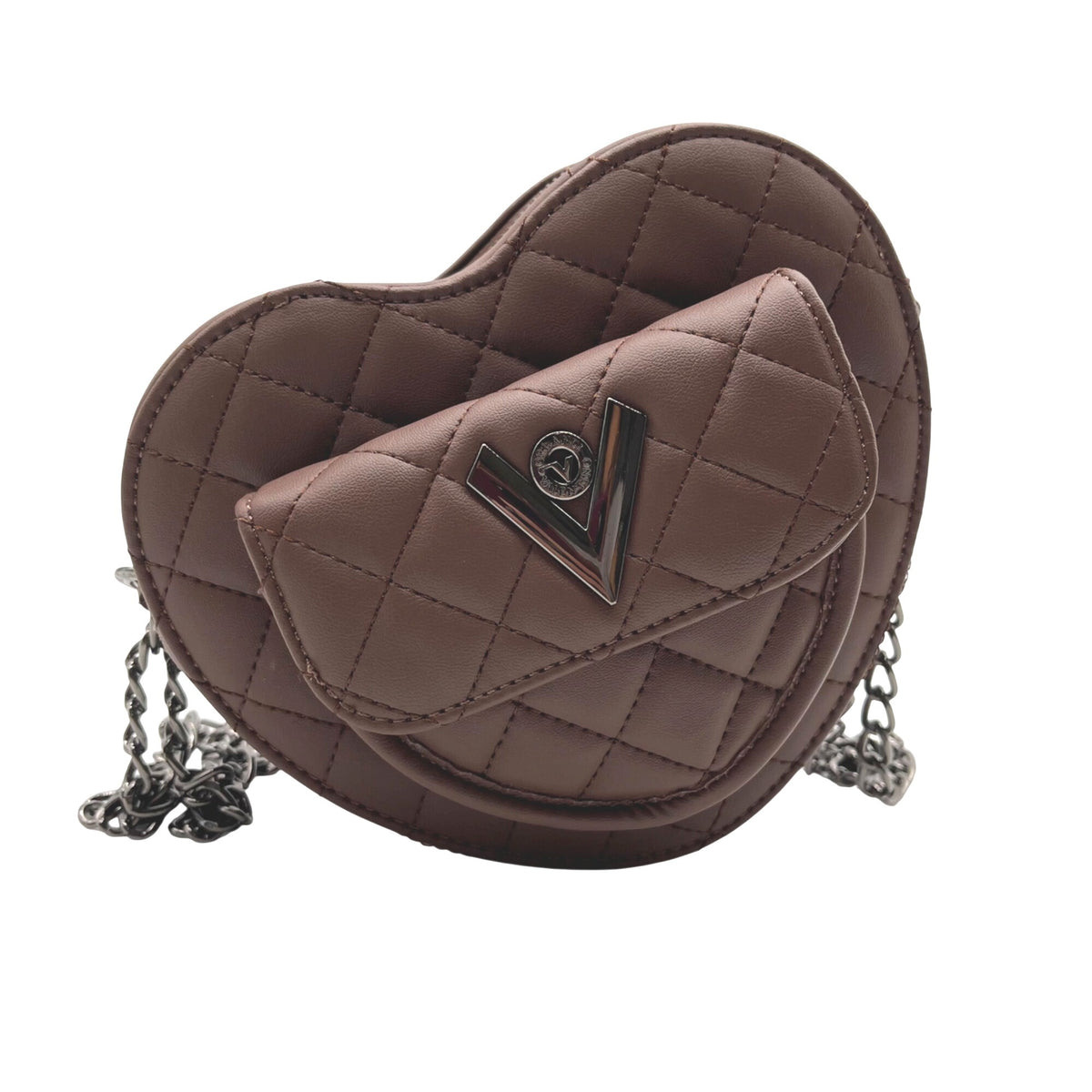 Valentino Orlandi Brown Faux Leather Heart Crossbody bag