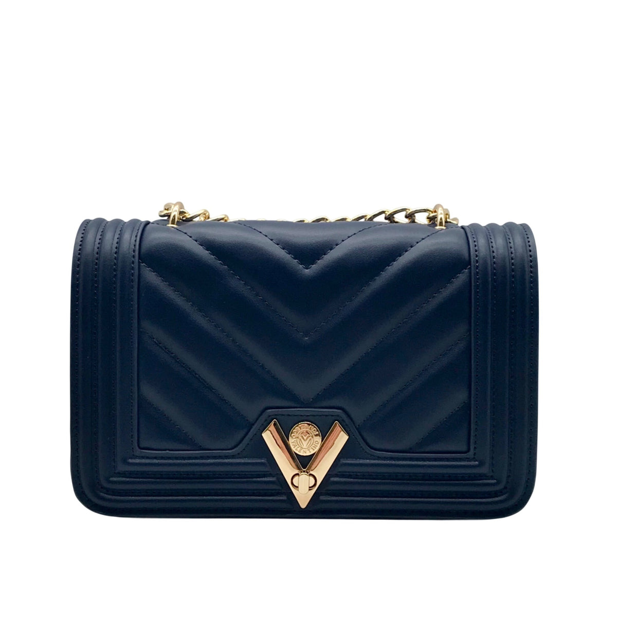 Valentino Orlandi Navy Blue Faux Leather Crossbody Bag