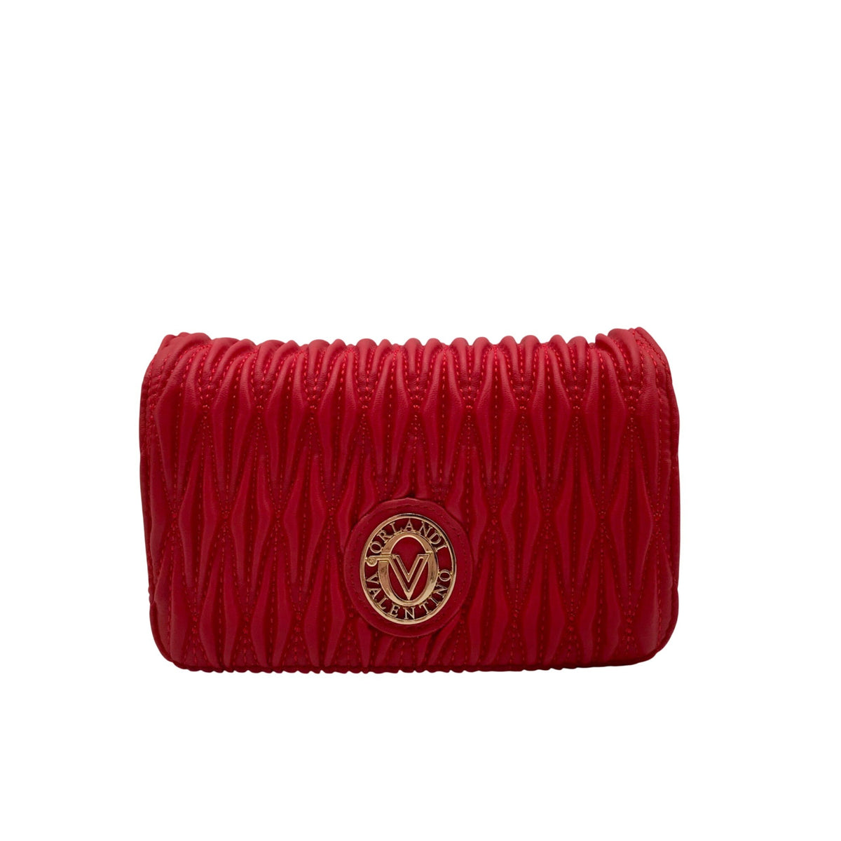 Valentino Orlandi Red Quilted Faux leather Shoulder Bag