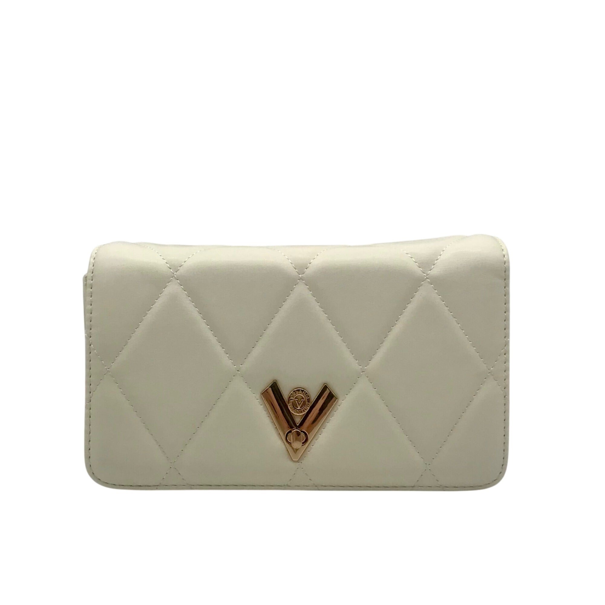 Valentino Orlandi White Quilted Vegan Leather Crossbody