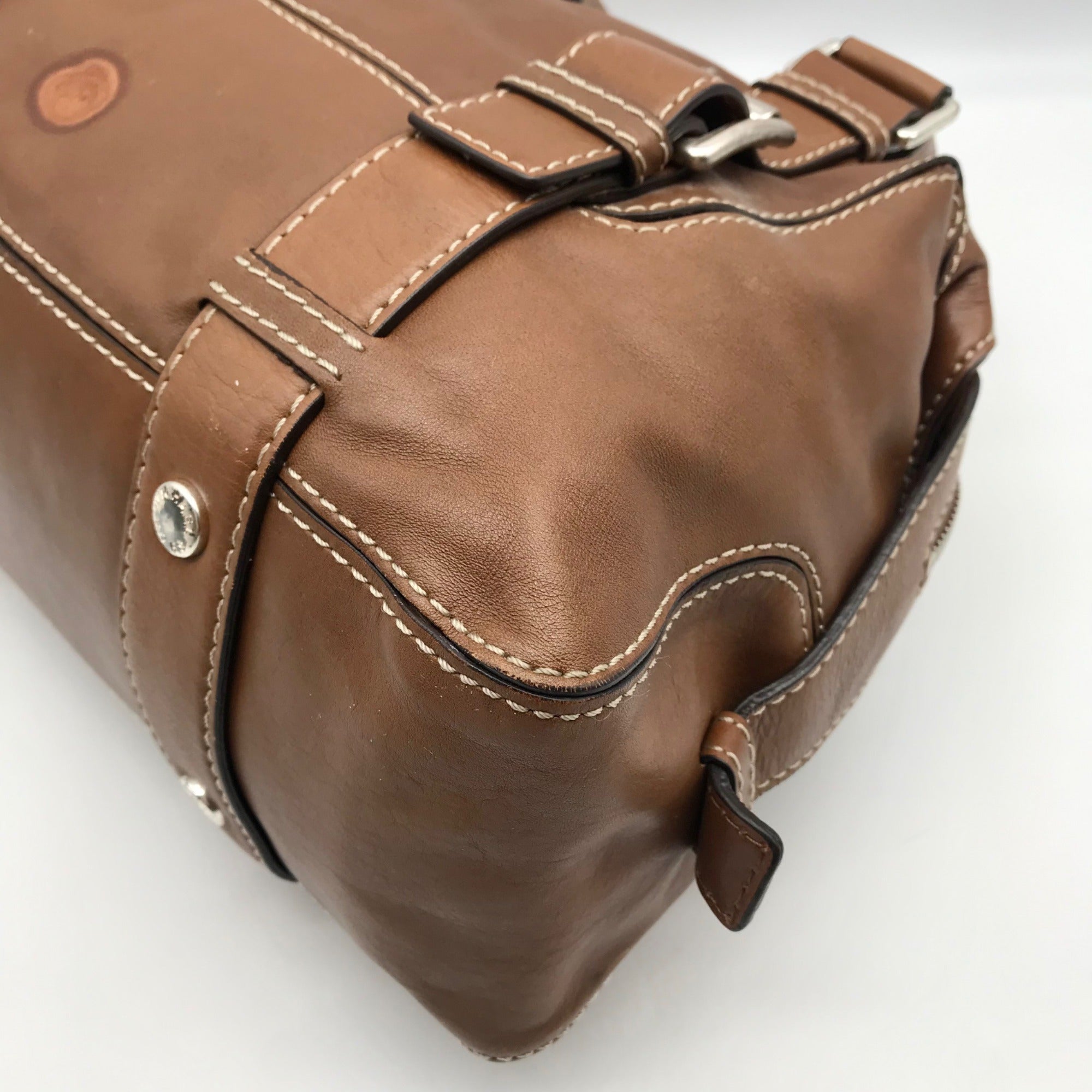 Michael Kors Brown Leather Bowler Satchel Bag