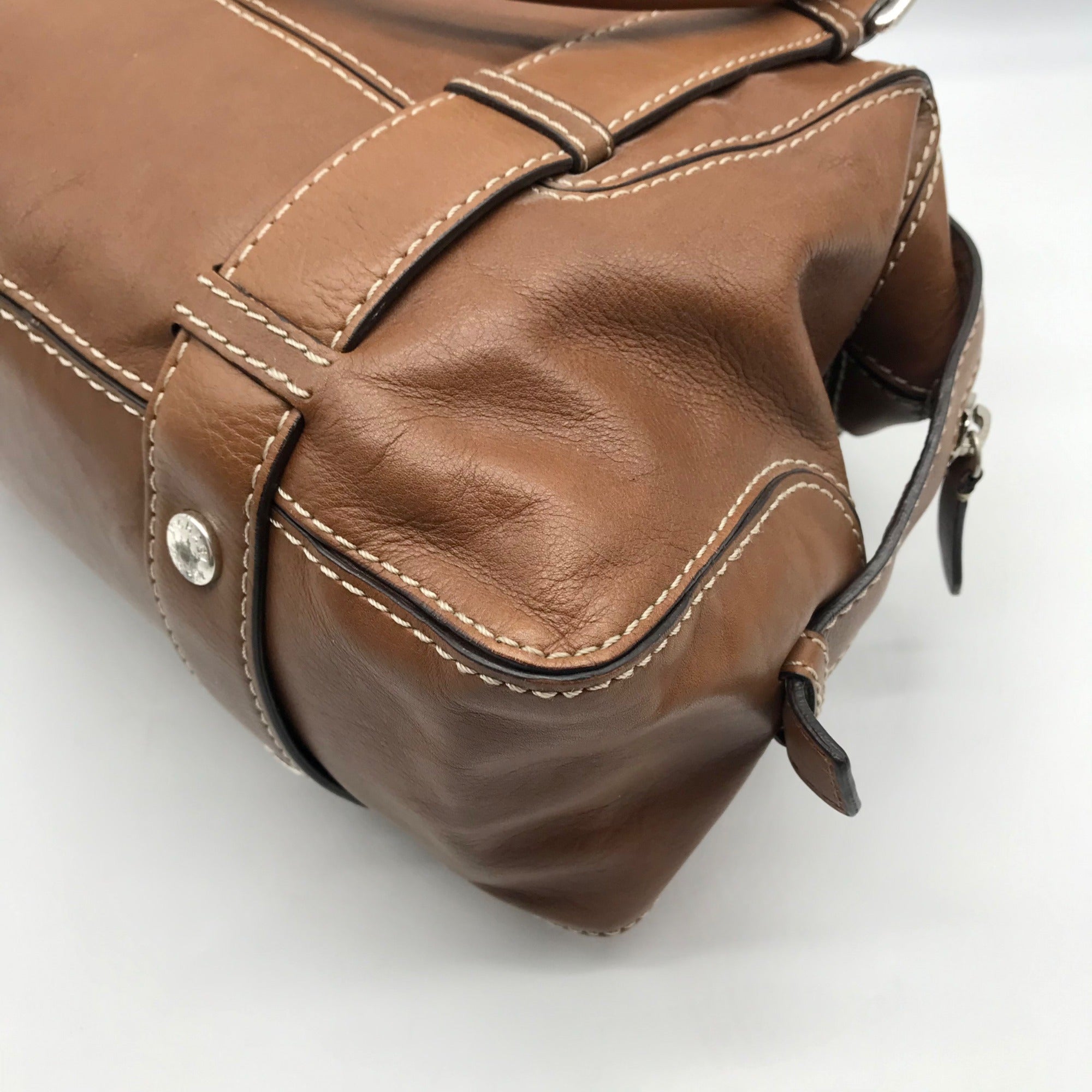 Michael Kors Brown Leather Bowler Satchel Bag