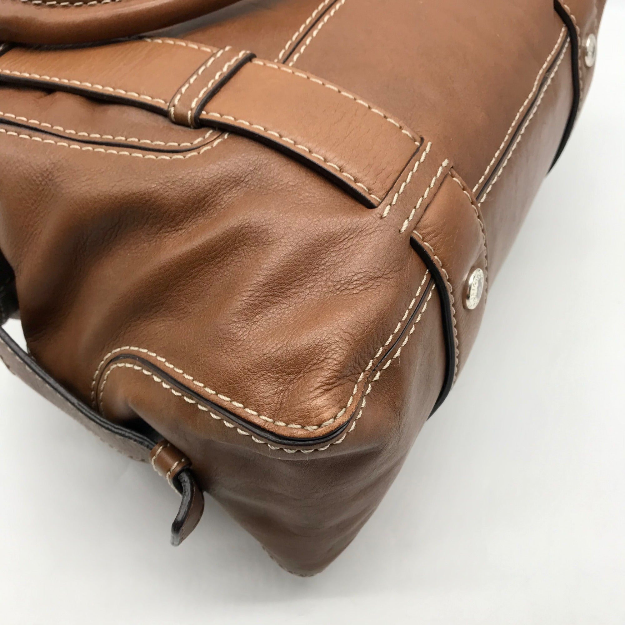 Michael Kors Brown Leather Bowler Satchel Bag