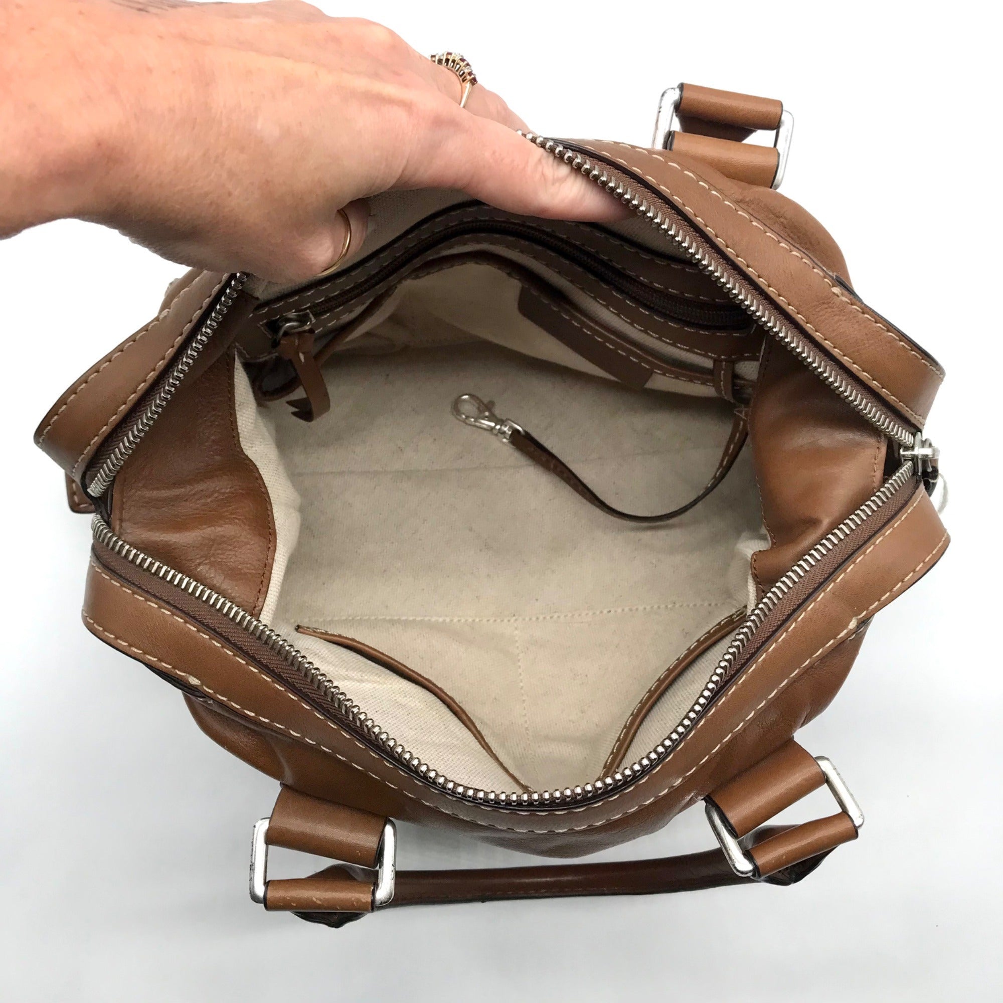 Michael Kors Brown Leather Bowler Satchel Bag
