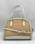 Kate Spade White Leather And Straw Reiley Dome Satchel